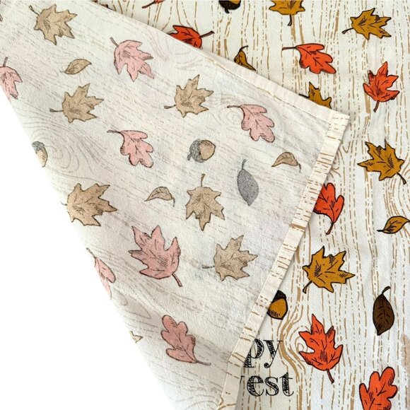 Fall Fox Kitchen Towel 27in Happy Harvest Cotton Autumn Leaves - Picture 4 of 6